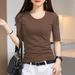 Black Medium-sleeved Top, Seven-quarter-sleeved Bottoming Shirt, Women's Spring And Autumn New T-shirt_ecoleips.com