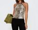Aria Basics Aria Basics Cross-border 2026 European And American Spring/Summer New Lace-Up Sequin Printed Top, INS Casual Loose Vacation Tube Top_ecoleips.com