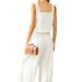 New Cross-border Foreign Trade Women's Clothing . Square-neck Sleeveless Camisole Wide-leg Long Pants Cotton-linen_ecoleips.com