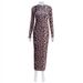 Women's Sexy Leopard Print Round Neck Long Sleeve High Waist Bodycon Mini Dress – Ins Style Club Gown_ecoleips.com