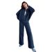 Women's Clothing Autumn and winter new solid color zipper cardigan sweatshirt women's fashion casual straight pants suit_ecoleips.com