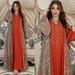 Modest Abaya Dress Stylish Muslim Ethnic Print Abaya With Contrast Color & Rhinestone Embellishments – Trendy Long Dress For Women, Perfect For Eid_ecoleips.com