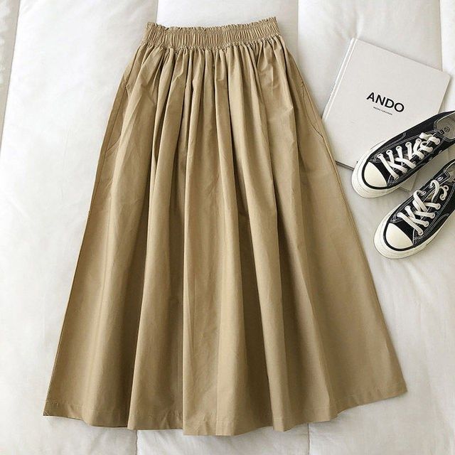 Women Black Skirt Midi High Waist Korean Style Pleated A Line Vintage Clothing 2026 New Summer Casual Fashion Ladies Work Wear_ecoleips.com