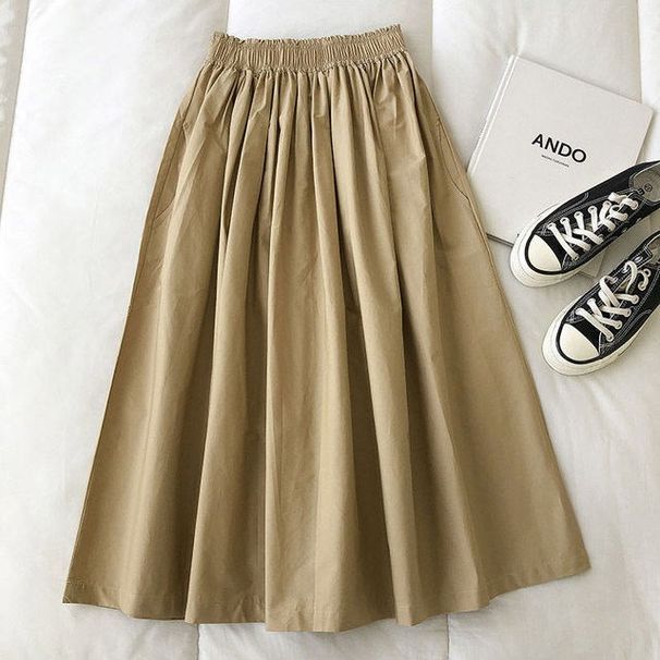 Women Black Skirt Midi High Waist Korean Style Pleated A Line Vintage Clothing 2026 New Summer Casual Fashion Ladies Work Wear_ecoleips.com