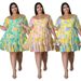 Plus Size Off Shoulder Floral Print Dress, Flowy A-Line Swing Dress With Puff Sleeves For Women, Cute Cartoon Print Summer Dress_ecoleips.com