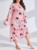 Aria Basics Aria Basics 2025 European And American Plus Women Sleeve Butterfly Heart Leopard Print Off Shoulder Large Size Long_ecoleips.com