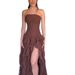 Summer Sexy Strapless Dress Style Ruffled Edges Side Slits Elegant Evening Gown For Women_ecoleips.com