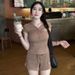 Women's Sweet And Spicy Summer Two Piece Set Bow Embroidery Slimming Short Sleeved Top With Youthful Fashionable Shorts_ecoleips.com