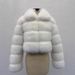 Women's Winter Faux Fox Fur Coat - Round Neck Spliced Artificial Fur Jacket, Fashionable & Warm Outerwear For Cold Weather_ecoleips.com