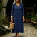 Spring/Summer New Arrival Women's Loose Casual Retro V Neck Long Sleeve Dress Embroidered Floral European American Style_ecoleips.com