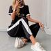 Women's Stylish Letter Print Short Sleeve T-Shirt & Drawstring Pants Set – Casual Summer Outfit, Comfortable & Breathable Polyester, S/M/L/XL_ecoleips.com
