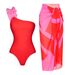 Women's European American Style One-Shoulder Color-Block Swimsuit Set Sexy Cross-Border Summer Suit 2026 25381_ecoleips.com
