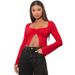 Voya Women's Clothing European And American Women's Clothing 2026 Spring/summer Retro Sexy Slim-fit Short Long-sleeve T-shirt_ecoleips.com