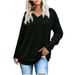 K Women's Long-sleeved V-neck Ribbed Brushed Knitted Top T-shirt_ecoleips.com