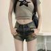 2025s Trendy Hot American Style Distressed Denim Shorts For Women Summer Petite High Waist Stretchy Base Pants_ecoleips.com