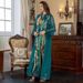Muslim V Neck Long Sleeve Ladies Robe Fashionable Ostrich Hair Sequin Dress Abaya_ecoleips.com