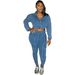 NY8185 Sports European And American Women's Washed Distressed Patchwork Casual Fashion Set_ecoleips.com