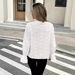 Women's Petite Long Sleeve Blouse Lace-Trimmed V-Neck Detail Tie Top Clothing_ecoleips.com