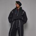 Women's Clothing Trendy Two-Way Convertible Hooded Top & Drawstring Pants Set - Sleeveless/Long Sleeve, Color Block Design (Black/White, Black/Grey)_ecoleips.com