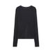 Silk Round Neck Basic Cool Socket Sun Protection Clothing, Long Sleeved Women's T-shirt, Summer Thin Top_ecoleips.com