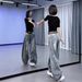Women's High-Waisted Wide Leg Jeans Retro Washed Distressed Scimitar Design Floor-Length Pants Flowy Petite Fit Autumn/Winter Style_ecoleips.com
