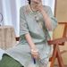 Improved Qipao Spring/Summer New Chinese Style National Style Cotton Linen Vintage Embroidery Zen Tea Dress Mid-Sleeve D_ecoleips.com