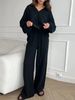 Elegant Ladies Casual Loose Suit Long Sleeved Top + Drawstring Trousers Suit Spring And Autumn Lapel Two Piece Suit_ecoleips.com