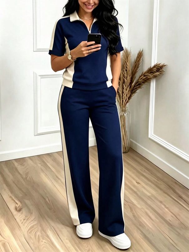 Women's Spring/Summer Short-Sleeved Two Piece Set Casual Trendy Fashion Spot Goods_ecoleips.com