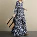 Autumn New Bohemian Casual Round Neck Long Sleeve Pleated Mom Outfit Polka Dot Dress For Women_ecoleips.com