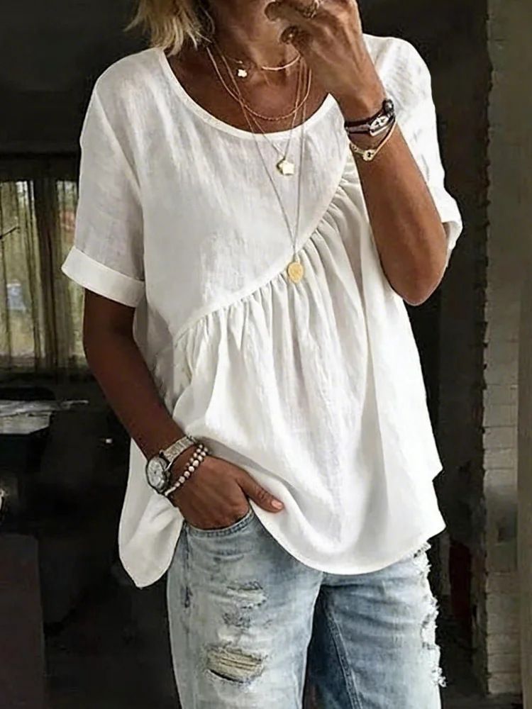 2026 European And American Cross-border Foreign Trade New Clothing, Spring/summer Solid Color Round Neck_ecoleips.com