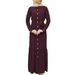 Modest Evening Dress Middle Eastern Abaya Dresses Solid Color Long Sleeve Muslim Women's Fashion Tie Up Button_ecoleips.com