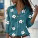 Floral Print Oversized Blouse – Long-Sleeve Loose Fit Shirt (Breathable Polyester, Stretch Comfort, Grey/Pink/Green/Blue, S-3xl)_ecoleips.com