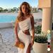 Hot-Selling Asymmetrical Neck Strap Women's European And American Sexy Lace-Up Hollow Long Dress With Slit_ecoleips.com