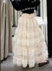 K New Multi Level Heavy Industry Cake Skirt Puff Skirt High Waist Versatile Solid Color A-line Multi Layer Large Swing Long Skirt_ecoleips.com