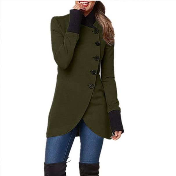 Autumn/Winter Solid Color Single-Button Collar Jacket With Split-Down Sleeve Design_ecoleips.com