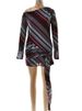 JULISSA MO Sexy One Shoulder Printed Striped Bandage Women Dress Long Sleeve High Waist Mini Dress Summer Slim Elegant Beachwear_ecoleips.com