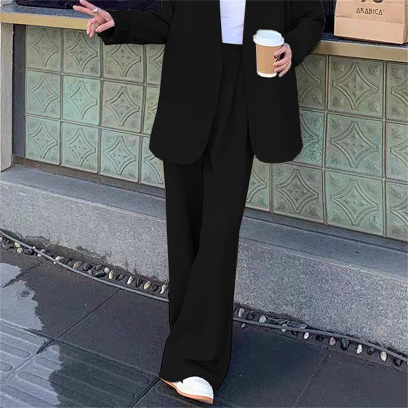 Women's Plus Size Blazer & Pants Set - Soft Knit Cardigan Style Suit In 20+ Colors (Black, Navy, Pink, Purple, Gray & More)_ecoleips.com
