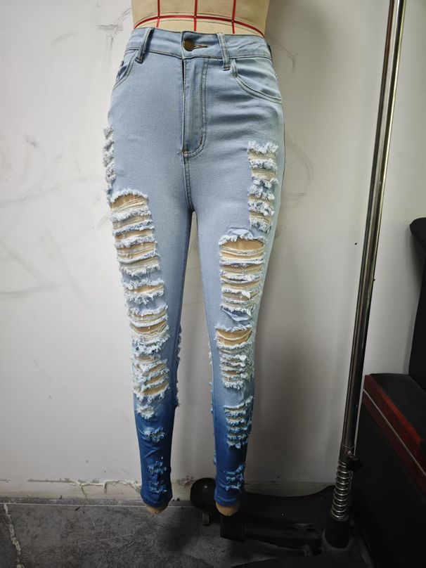 K New European And American Style Street Trendsetters, Internet Famous High Waisted Elastic Jeans And Women's Pants_ecoleips.com