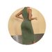 Women's Clothing Round Neck Solid Color Dress All Match No Fork Belt Knitted Sweater Backless Dress_ecoleips.com