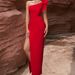 Women's Clothing New Light Luxury Ruffled One Shoulder Design Evening Dress Slit Slim Sexy Dress_ecoleips.com