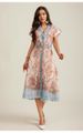 Women's Beach Resort Style Printed Dress French Shirt Collar with Belt Australian Niche Design Casual Maxi Dress_ecoleips.com