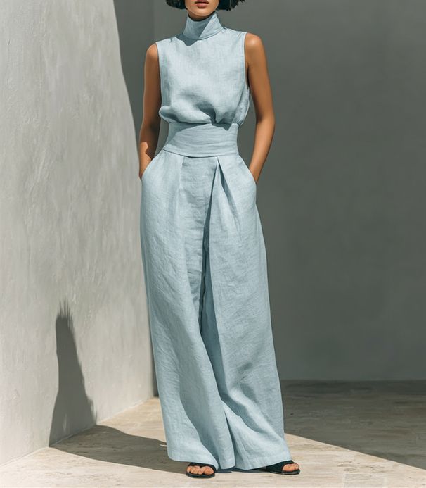 Spring/Summer Women's Casual Suit Sleeveless Long Pants European American Style Independent Website Fashionable Outerwear_ecoleips.com