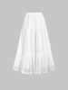 Holiday Style Women's Lace Cake Skirt, Thin And Elegant, Solid Color, High Waist And Long, Traveling_ecoleips.com