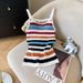 Women's Slim Fit Rainbow Stripe Sleeveless Top, Lightweight Ice Silk Knit Camisole For Summer Layering_ecoleips.com