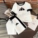 Women's Clothing Summer Black White Color Block Mountain Print Casual Women's Two Piece Set Style Short Sleeved T-Shirt And Shorts_ecoleips.com