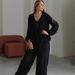 Yellow Pure Cotton Ruffled Sleeve Long Pants Loose Pajama Set European And American Autumn Cross-Border Women's_ecoleips.com