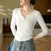 2025 #High Quality # Modal Cotton Button Half Open Collar T-Shirt For Women's Long Sleeve 2025 Autumn New Collection Interior_ecoleips.com