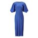 Verve 2025 Summer New High-End Solid Color Round Neck Pleated Loose Fashion Comfortable Casual Long Dress_ecoleips.com