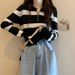 2023 New Style Coat Zipper Sweater Base Shirt Inner Layer Striped Knitwear Women Autumn Long Sleeve Top Winter_ecoleips.com