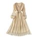 Elegant Embroidered Ruffle V Neck Dress Slimming Design Ethnic Retro Style Women's Summer Dress_ecoleips.com